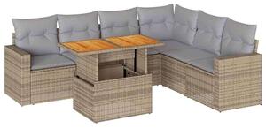VidaXL Polyrattan Kerti Ülőgarnitúra - 7 részes - Bézs