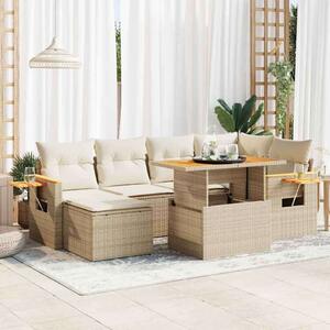 VidaXL Polyrattan Kerti Ülőgarnitúra - 7 részes - Bézs