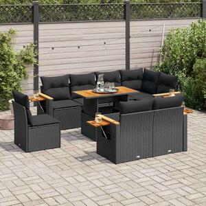 VidaXL Polyrattan Kerti Ülőgarnitúra - 9 részes - Fekete