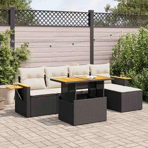 VidaXL Polyrattan Kerti Ülőgarnitúra - 7 részes - Fekete
