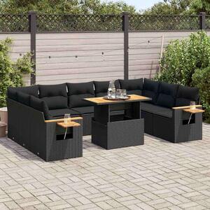 VidaXL Polyrattan Kerti Ülőgarnitúra - 10 részes - Fekete