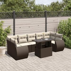 VidaXL 8 részes barna polyrattan kerti ülőgarnitúra párnákkal