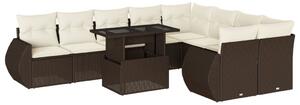 VidaXL 10 részes barna polyrattan kerti ülőgarnitúra párnákkal