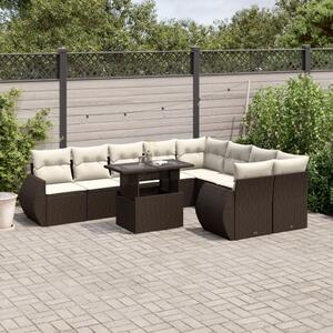 VidaXL 10 részes barna polyrattan kerti ülőgarnitúra párnákkal