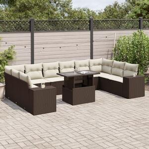 VidaXL 11 részes barna polyrattan kerti ülőgarnitúra párnákkal