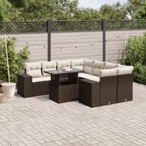 VidaXL 9 részes barna polyrattan kerti ülőgarnitúra párnákkal