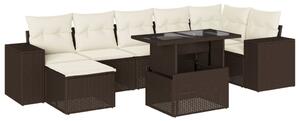 VidaXL 8 részes barna polyrattan kerti ülőgarnitúra párnákkal