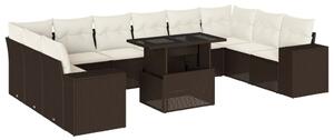 VidaXL 11 részes barna polyrattan kerti ülőgarnitúra párnákkal