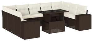 VidaXL 10 részes barna polyrattan kerti ülőgarnitúra párnákkal