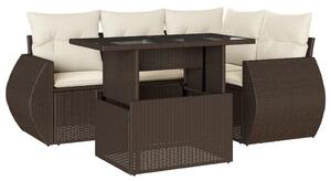 VidaXL 5 részes barna polyrattan kerti ülőgarnitúra párnával