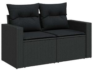 VidaXL 11 részes fekete polyrattan kerti ülőgarnitúra párnákkal