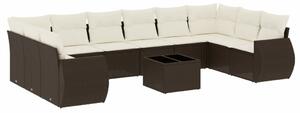 VidaXL 11 részes barna polyrattan kerti ülőgarnitúra párnákkal