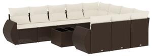 VidaXL 11 részes barna polyrattan kerti ülőgarnitúra párnákkal