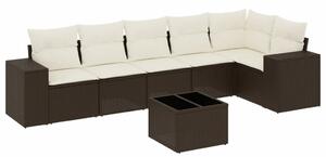 VidaXL 7 részes barna polyrattan kerti ülőgarnitúra párnákkal
