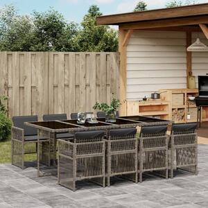 Polyrattan Kerti Étkezőgarnitúra - 9 részes - Szürke