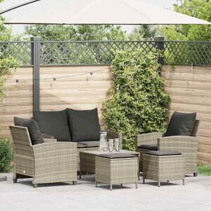 VidaXL 6 részes világosszürke polyrattan kerti ülőgarnitúra párnákkal