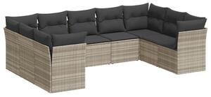VidaXL 9 részes világosszürke polyrattan kerti ülőgarnitúra párnával