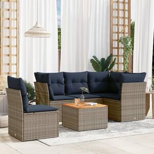 VidaXL 6 részes szürke polyrattan kerti ülőgarnitúra párnával