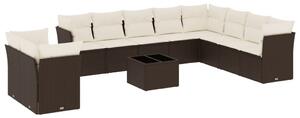 VidaXL 11 részes barna polyrattan kerti ülőgarnitúra párnákkal