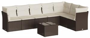 VidaXL 8 részes barna polyrattan kerti ülőgarnitúra párnákkal