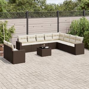 VidaXL 11 részes barna polyrattan kerti ülőgarnitúra párnákkal
