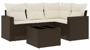VidaXL 5 részes barna polyrattan kerti ülőgarnitúra párnával