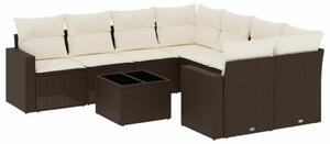 VidaXL 9 részes barna polyrattan kerti ülőgarnitúra párnákkal