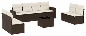 VidaXL 9 részes barna polyrattan kerti ülőgarnitúra párnákkal