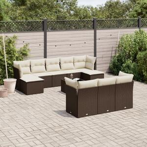 VidaXL 11 részes barna polyrattan kerti ülőgarnitúra párnákkal