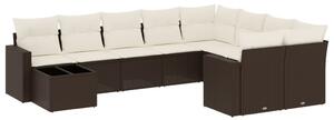 VidaXL 10 részes barna polyrattan kerti ülőgarnitúra párnákkal