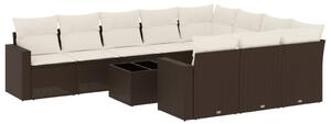 VidaXL 11 részes barna polyrattan kerti ülőgarnitúra párnákkal