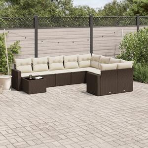 VidaXL 10 részes barna polyrattan kerti ülőgarnitúra párnákkal