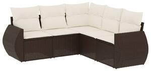 VidaXL 5 részes barna polyrattan kerti ülőgarnitúra párnával