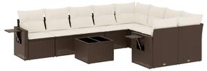 VidaXL 10 részes barna polyrattan kerti ülőgarnitúra párnákkal