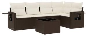 VidaXL 6 részes barna polyrattan kerti ülőgarnitúra párnával