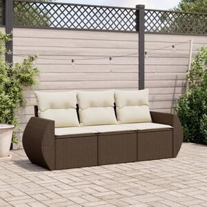 VidaXL 3 részes barna polyrattan kerti ülőgarnitúra párnával