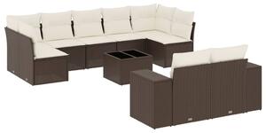 VidaXL 10 részes barna polyrattan kerti ülőgarnitúra párnákkal