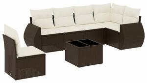 VidaXL 7 részes barna polyrattan kerti ülőgarnitúra párnákkal