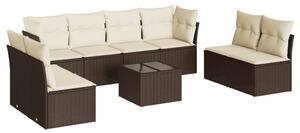 VidaXL 9 részes barna polyrattan kerti ülőgarnitúra párnákkal