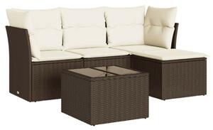 VidaXL 5 részes barna polyrattan kerti ülőgarnitúra párnával