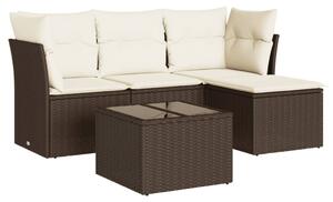 VidaXL 5 részes barna polyrattan kerti ülőgarnitúra párnával