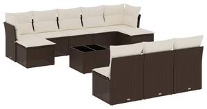 VidaXL 11 részes barna polyrattan kerti ülőgarnitúra párnákkal