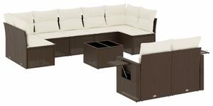 VidaXL 10 részes barna polyrattan kerti ülőgarnitúra párnákkal