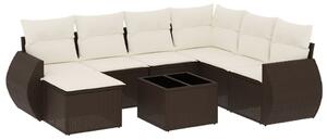 VidaXL 8 részes barna polyrattan kerti ülőgarnitúra párnákkal