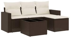 VidaXL 5 részes barna polyrattan kerti ülőgarnitúra párnával