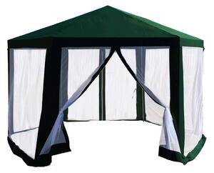 Kerti pavilon sátor, 3,9x2,5x3,9m, zöld/fehér, RINGE TYP 1+6 oldal