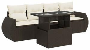 VidaXL 5 részes barna polyrattan kerti ülőgarnitúra párnával