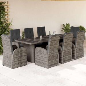 VidaXL Polyrattan Kerti Étkezőgarnitúra - 9 részes - Szürke