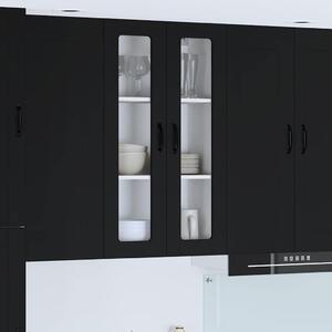 VidaXL Fali konyhaszekrény ajtóval Fekete 60 x 31 x 100 cm Faanyag