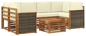 VidaXL Kültéri kanapé szett párnával 7 pcs Természetes és krémszínű